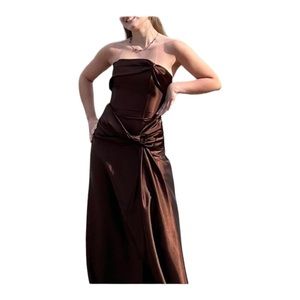 Silky long brown prom dress